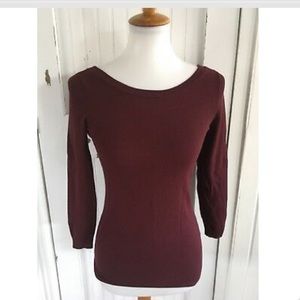 Banana Republic Scoop Back 3/4 Sleeve Knit Top